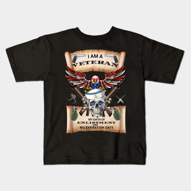 Navy Veteran Kids T-Shirt by Spacetrap